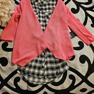 Limited Too 2 pc set sweater/shirt dress 3T pink/black/white